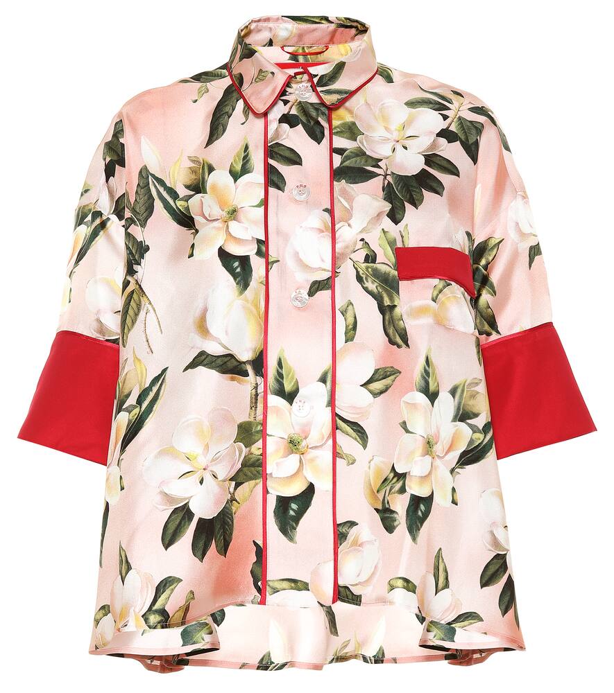 Pistis Plumeria silk pajama shirt