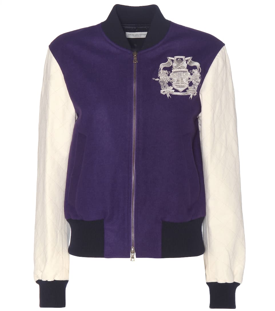 Dries Van Noten Bestickte Collegejacke aus Wolle