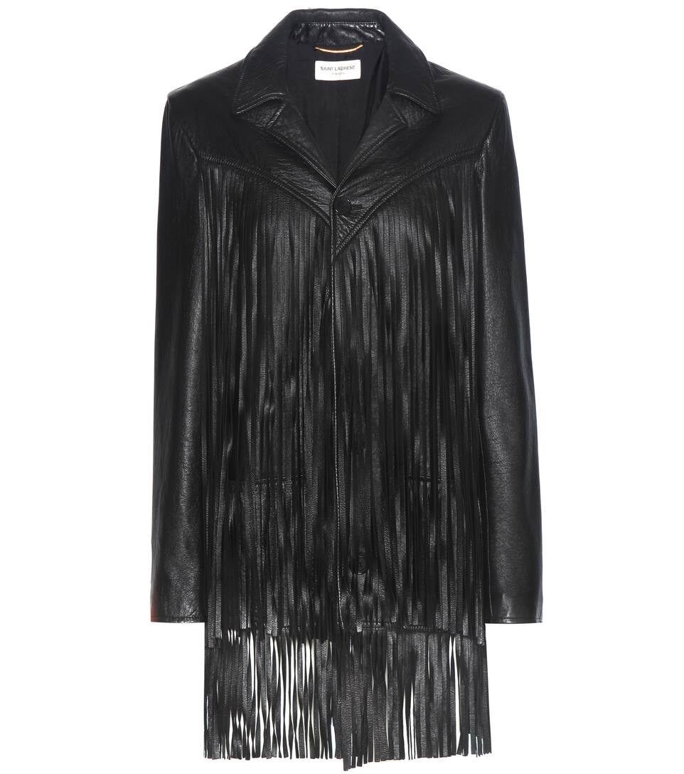 Saint Laurent Lederjacke mit Fransen