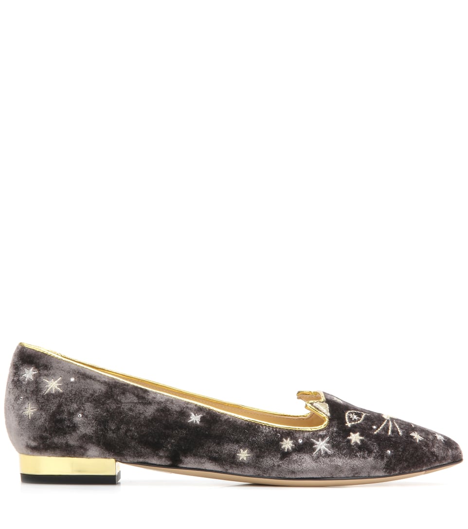 MidCentury Kitty velvet slippers Luxury Fashion for