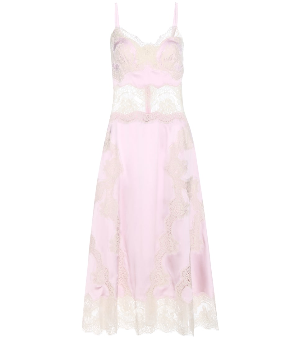 Dolce & Gabbana Slipdress aus einem Seiden-Baumwollgemisch mit Spitze