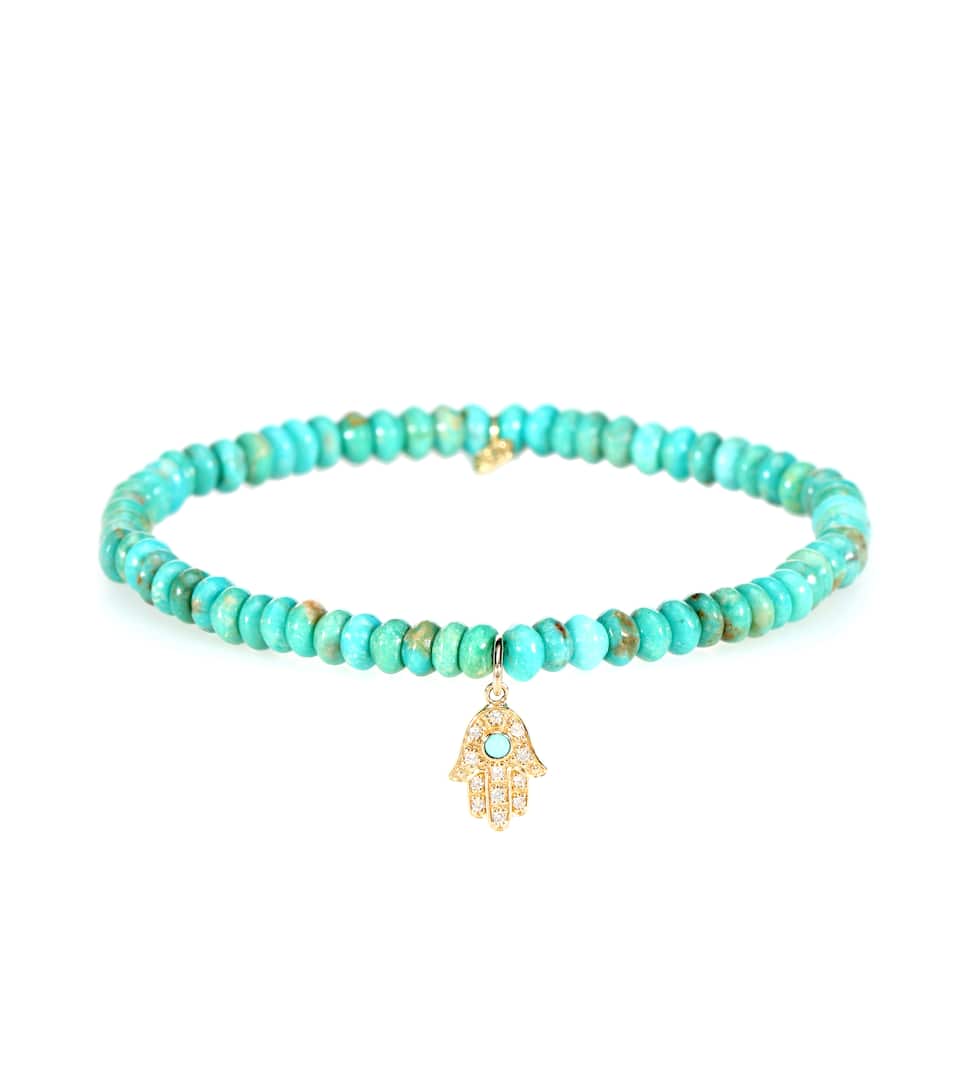 En EvanMytheresa Hamsa Sydney Blancs 14 Et Turquoise Artnbsp;p00343449 CtDiamants Bracelet Baby Avec Charm Jaune Perles com N° Or PkOuXZi