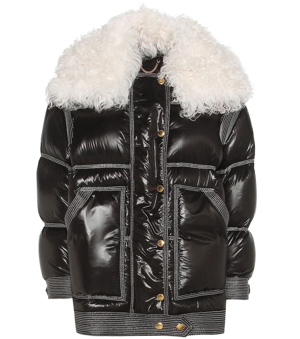 Burberry Daunenmantel mit Shearling-Kragen