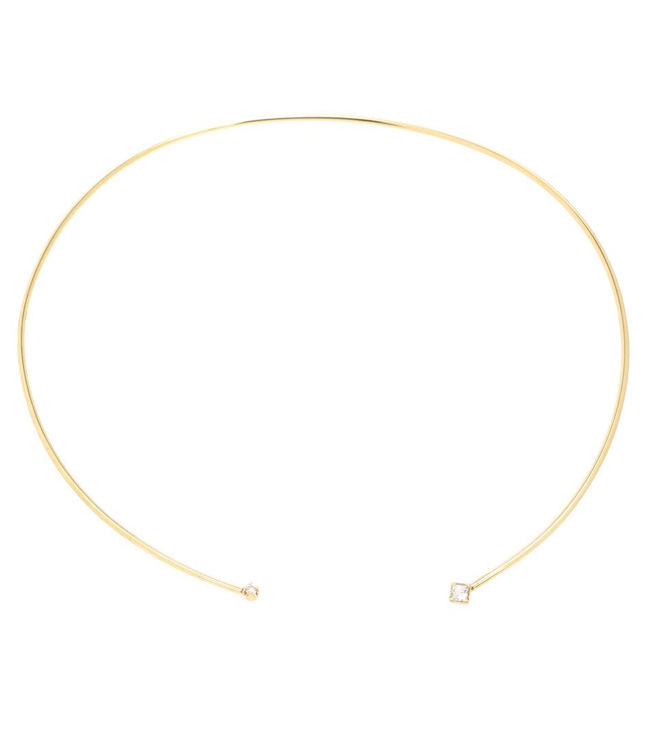 LOREN STEWART Tube Collar diamond and sapphire 14kt gold necklace