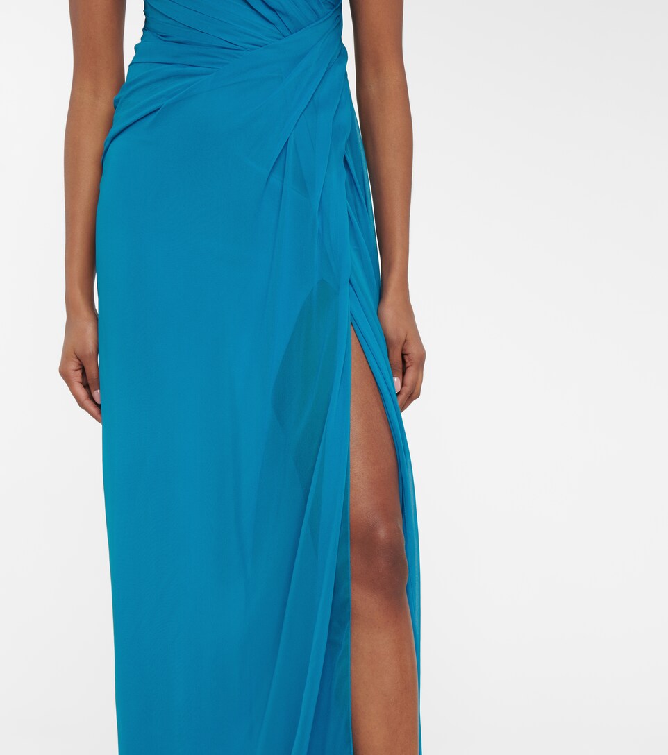 Monique Lhuillier One Shoulder Robe Aus Seidenchiffon Bvf