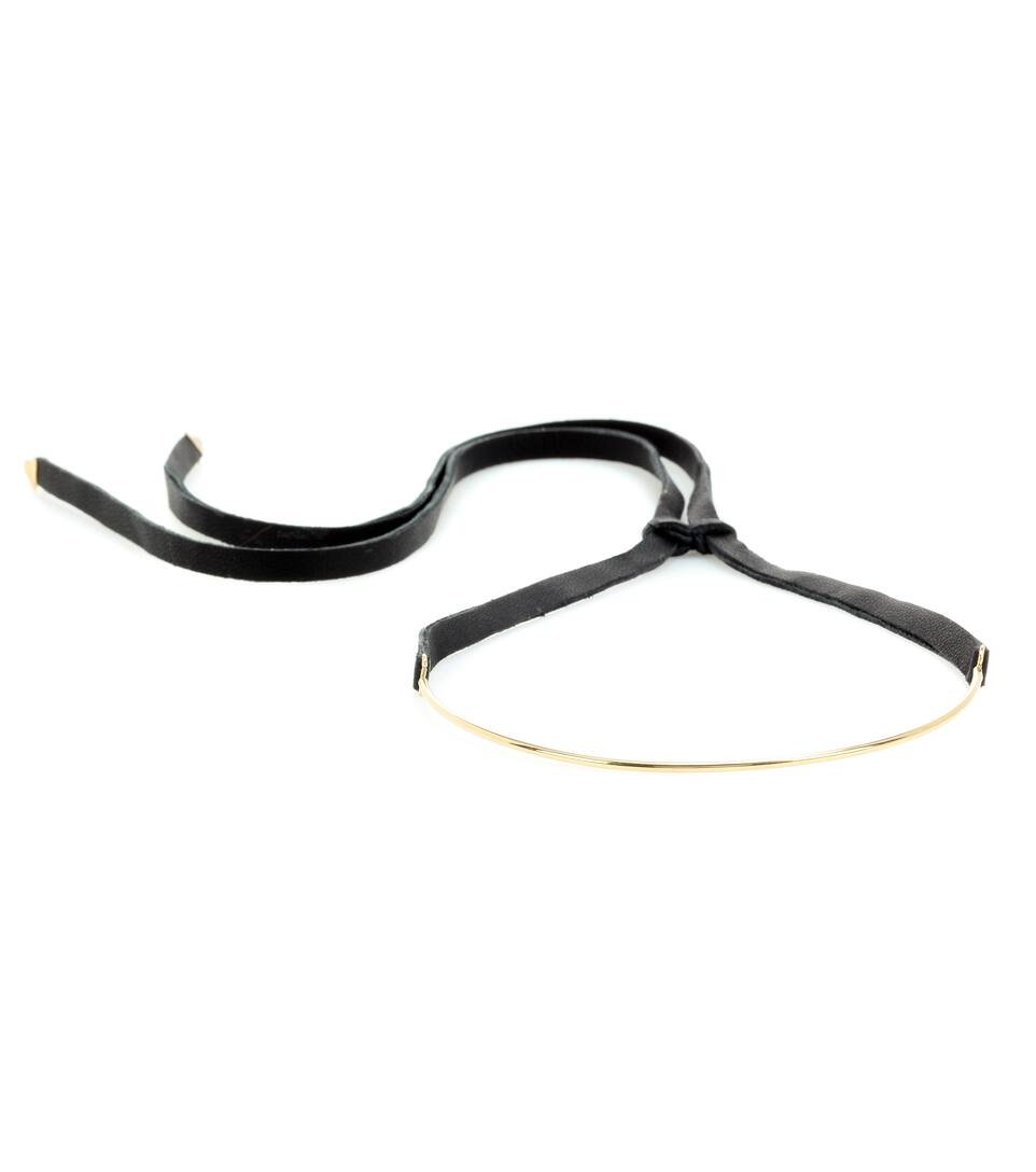 LOREN STEWART Leather and 14kt gold necklace