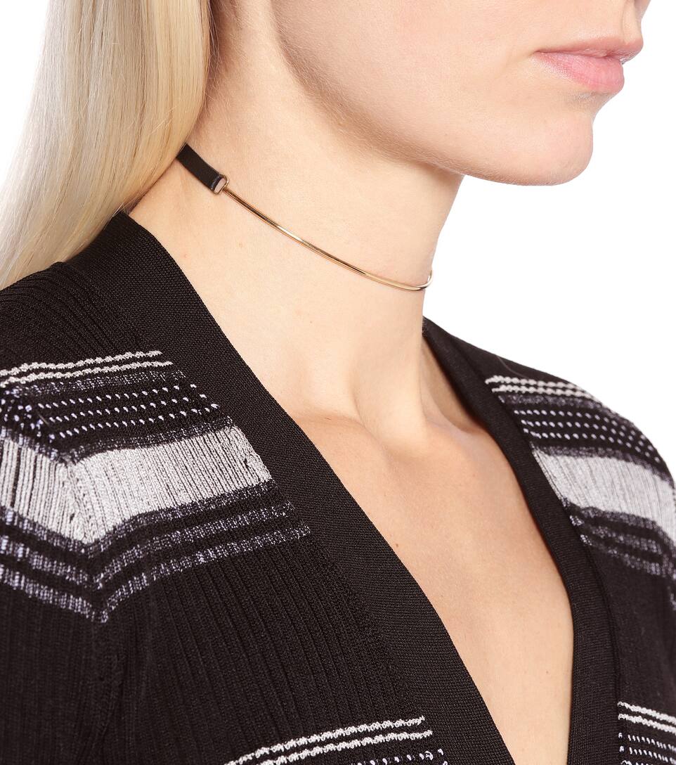 LOREN STEWART Leather and 14kt gold necklace