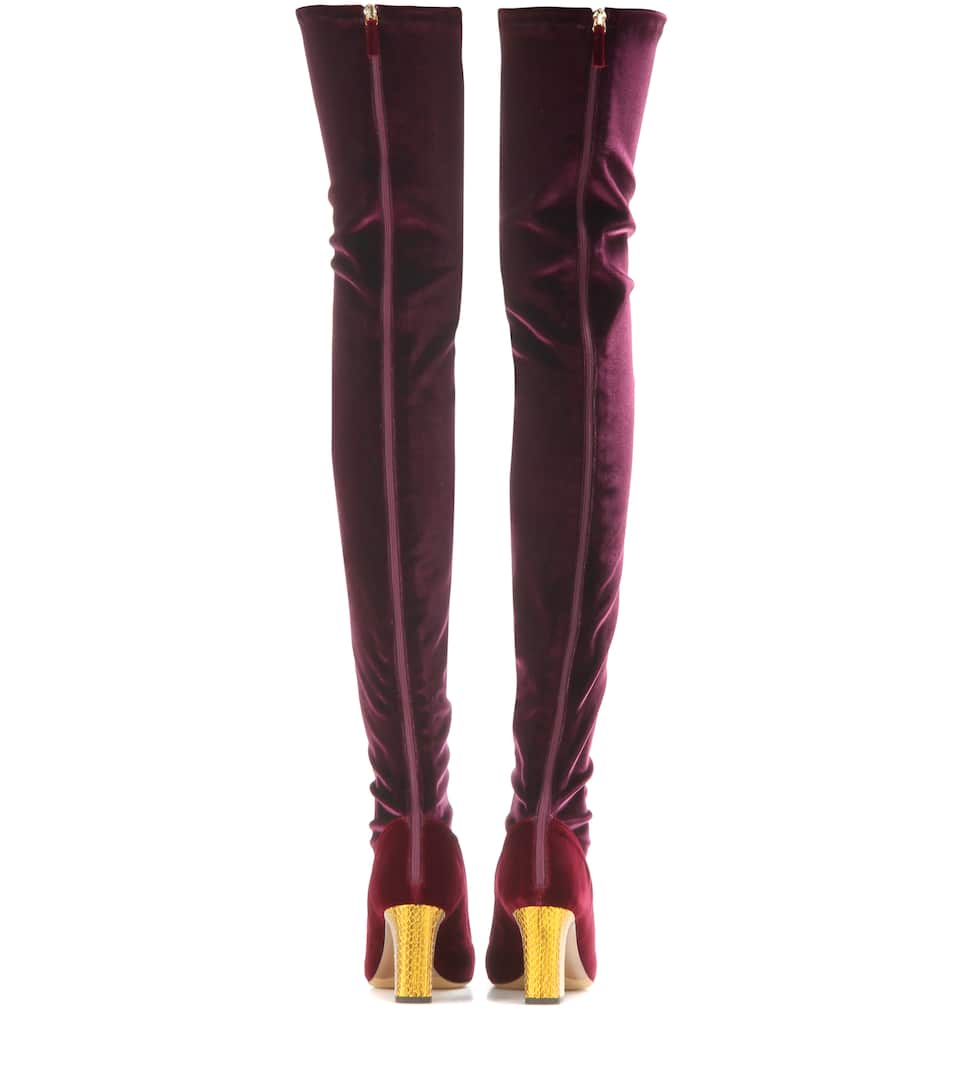 over the knee velvet boots