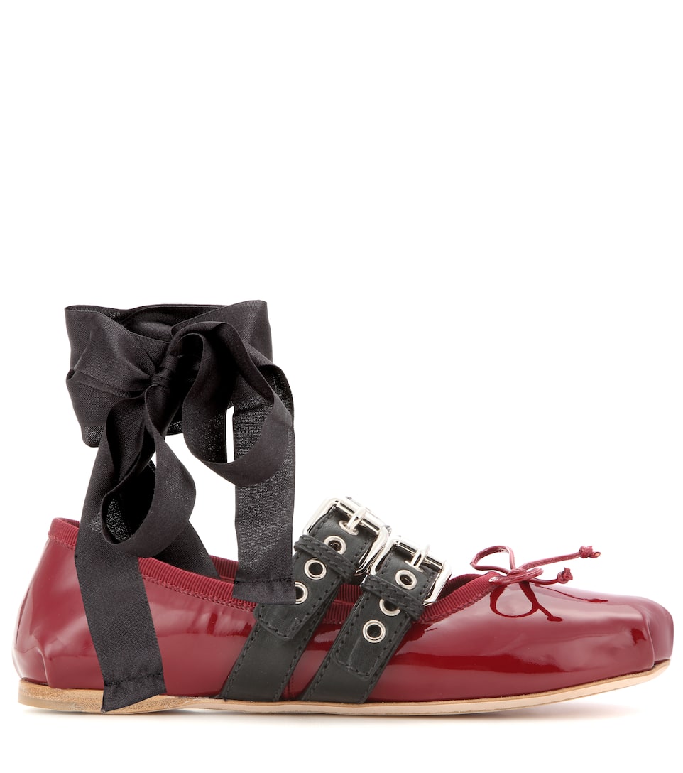 miu miu leather ballerinas with belts
