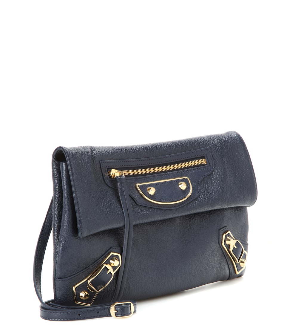 BALENCIAGA Classic Metallic Edge Envelope Strap Crossbody Bag, Lleu