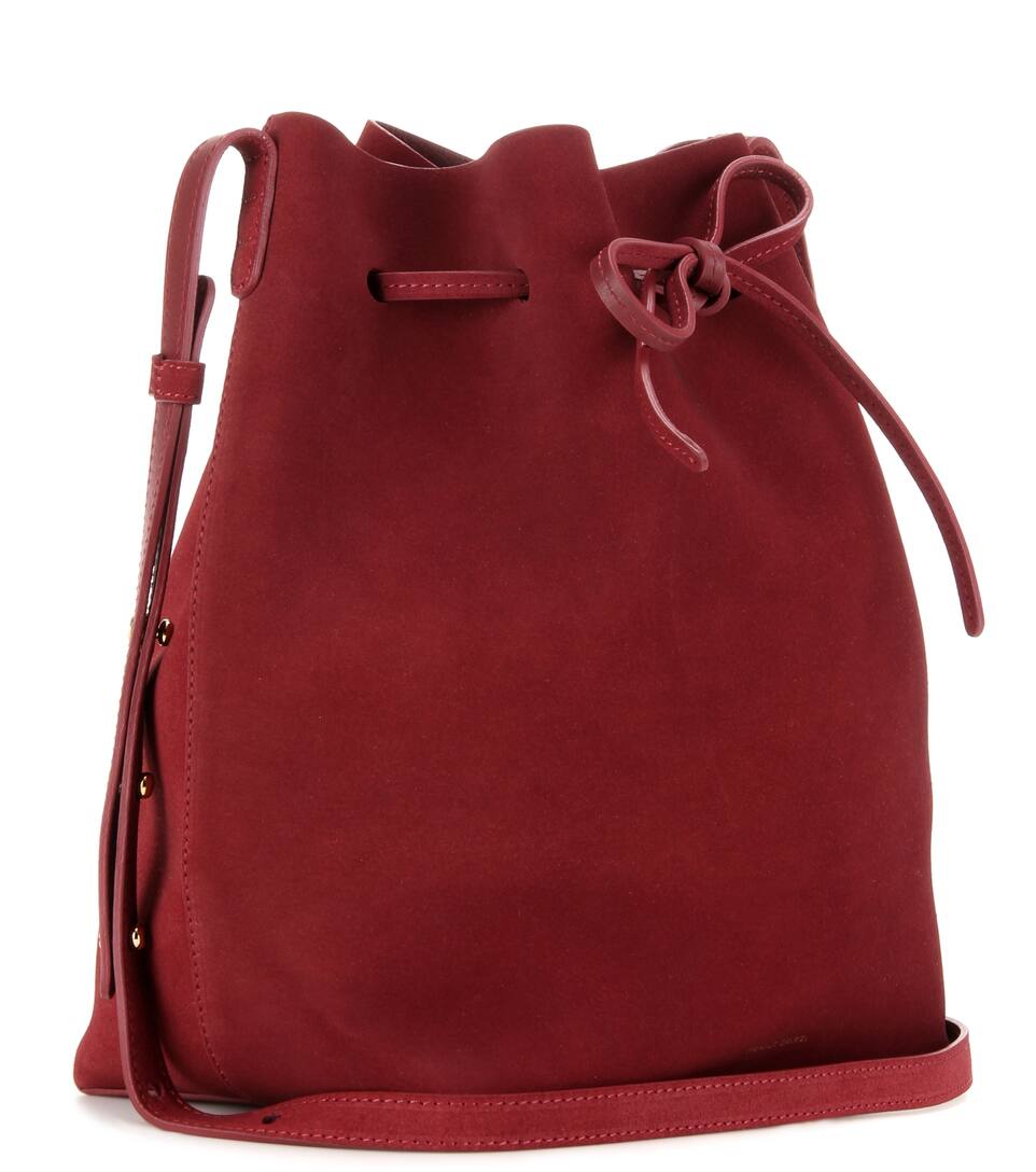 suede crossbody bucket bag
