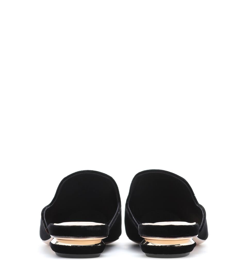 NICHOLAS KIRKWOOD Black Velvet Embellished Beya Flat Mules ModeSens