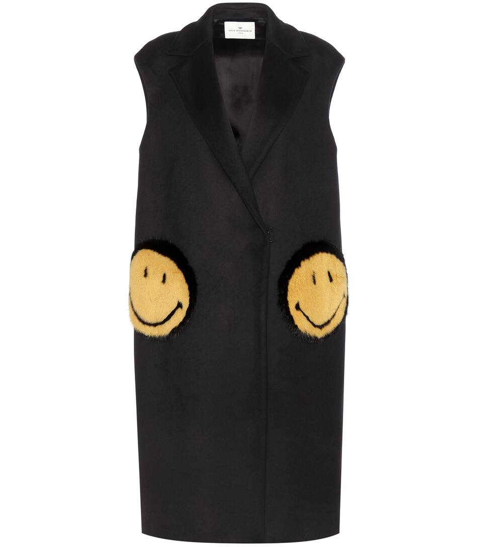 Anya Hindmarch Oversize-Weste Smiley aus einem Woll-Cashmere-Gemisch