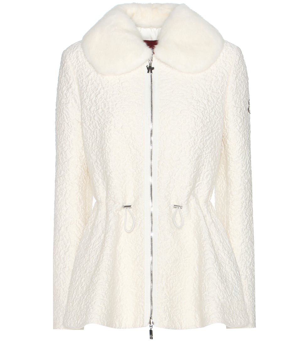 Moncler Gamme Rouge Cloqué-Jacke aus Woll-Seidengemisch mit Nerzkragen