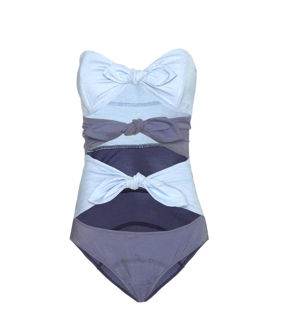 Lisa Marie Fernandez Badeanzug Triple Poppy Denim mit Cut-outs