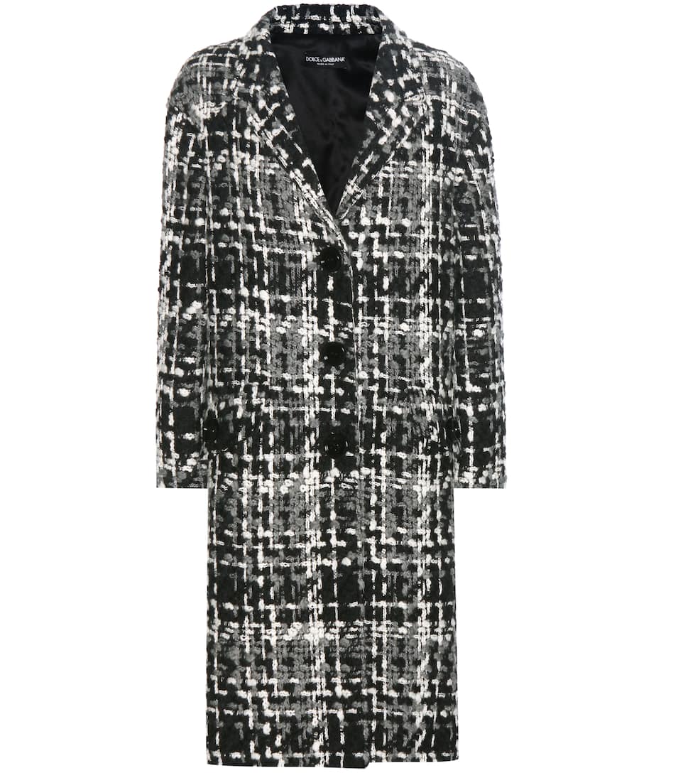 Dolce & Gabbana Tweed-Mantel aus einem Woll-Baumwollgemisch