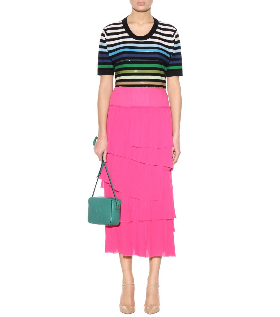 Embellished striped silk and cotton Tshirt Luxury