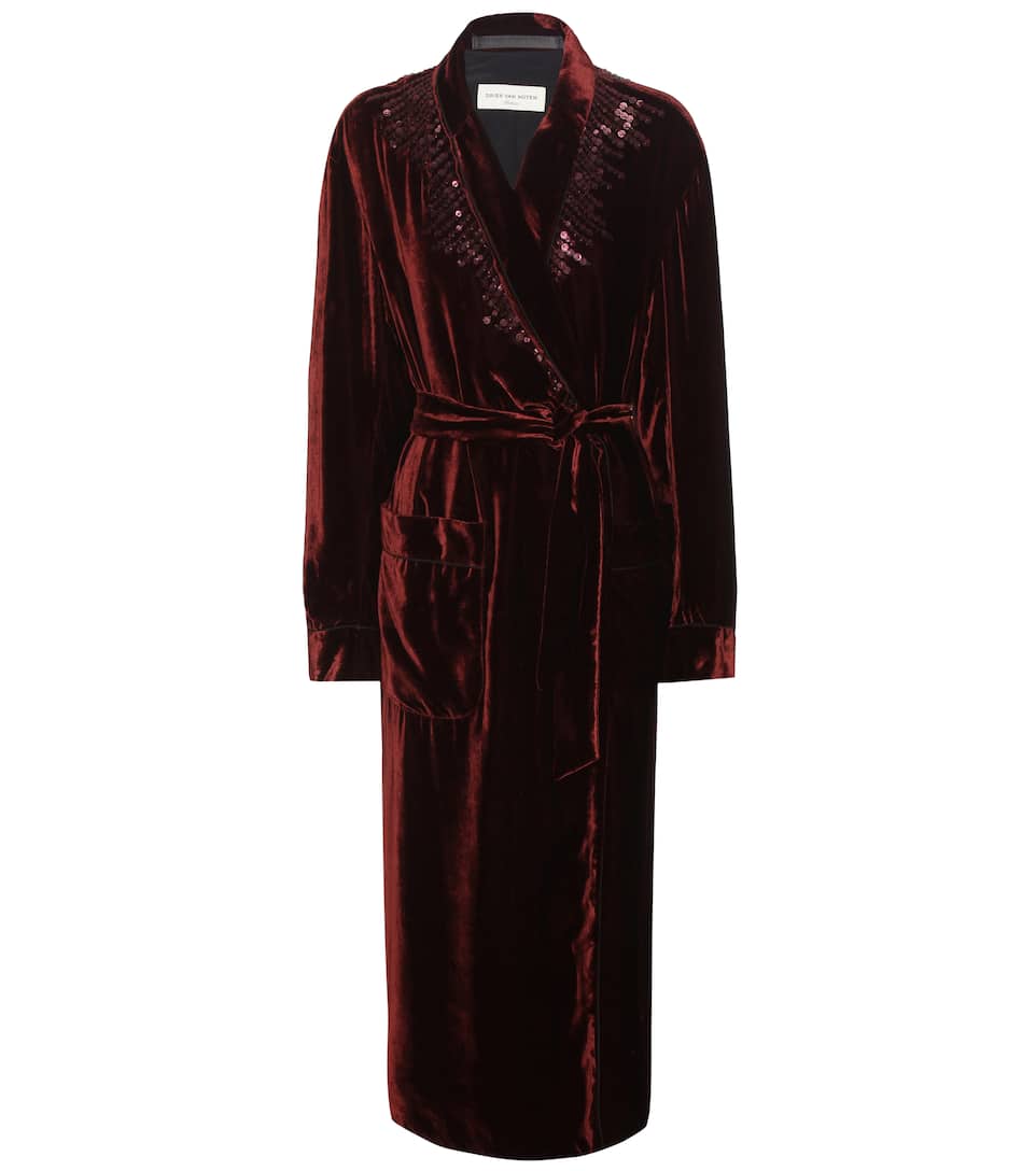 Dries Van Noten Bestickter Mantel aus Samt