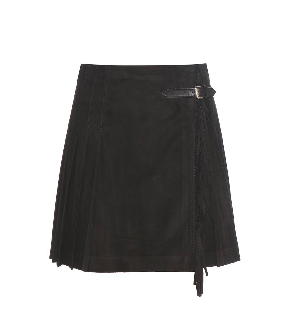 Burberry Rock aus Veloursleder mit Falten und Fransen