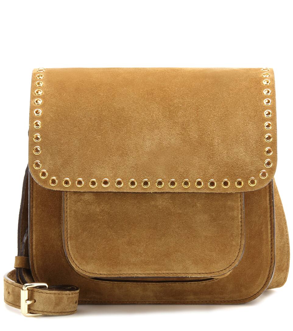 Isabel Marant Étoile Mela Embellished Suede Crossbody Bag In Lrowe
