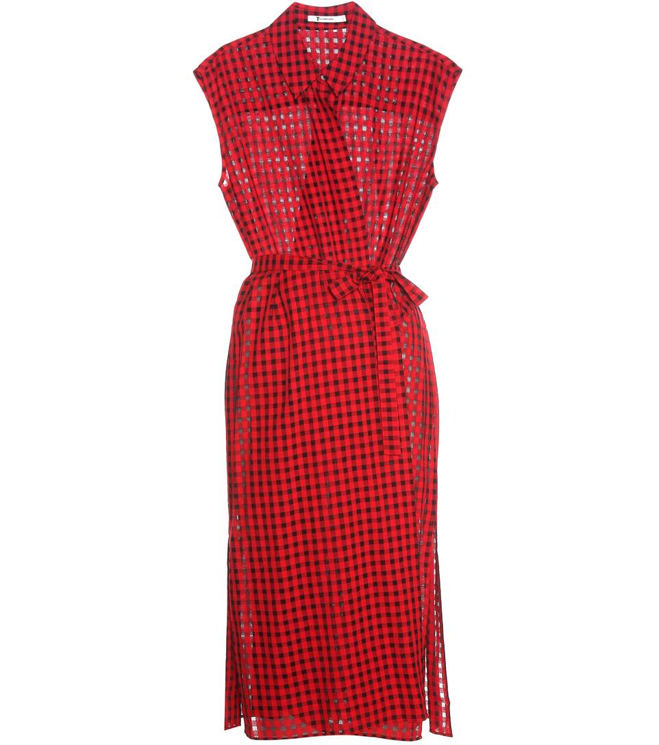 T by Alexander Wang Wickelkleid aus Gaze aus einem Baumwoll-Wollgemisch