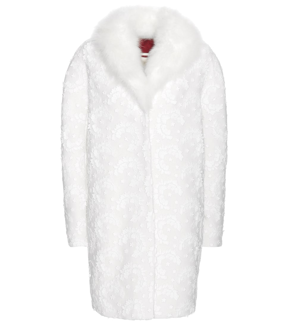 Moncler Gamme Rouge Mantel Sofia aus einem Woll-Cashmere-Gemisch mit Spitzenapplikation