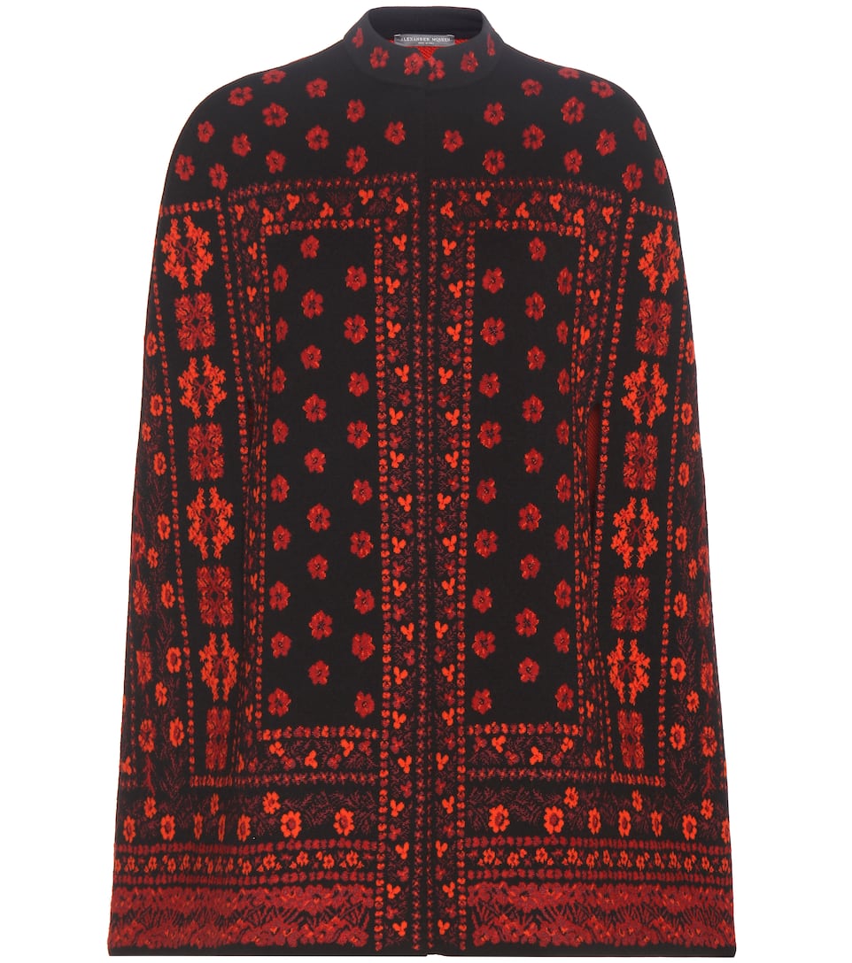 Alexander McQueen Gestricktes Cape aus einem Woll-Seidengemisch