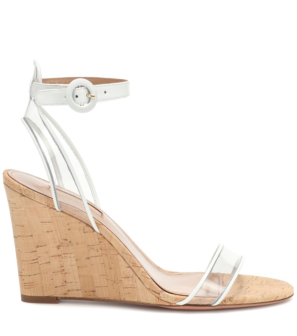 aquazzura minimalist pvc & leather cork wedges
