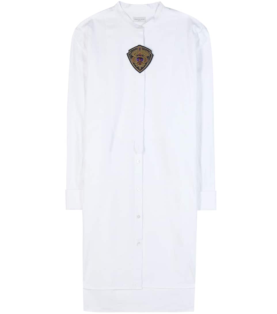 Dries Van Noten Hemdblusenkleid aus Baumwolle mit Verzierung