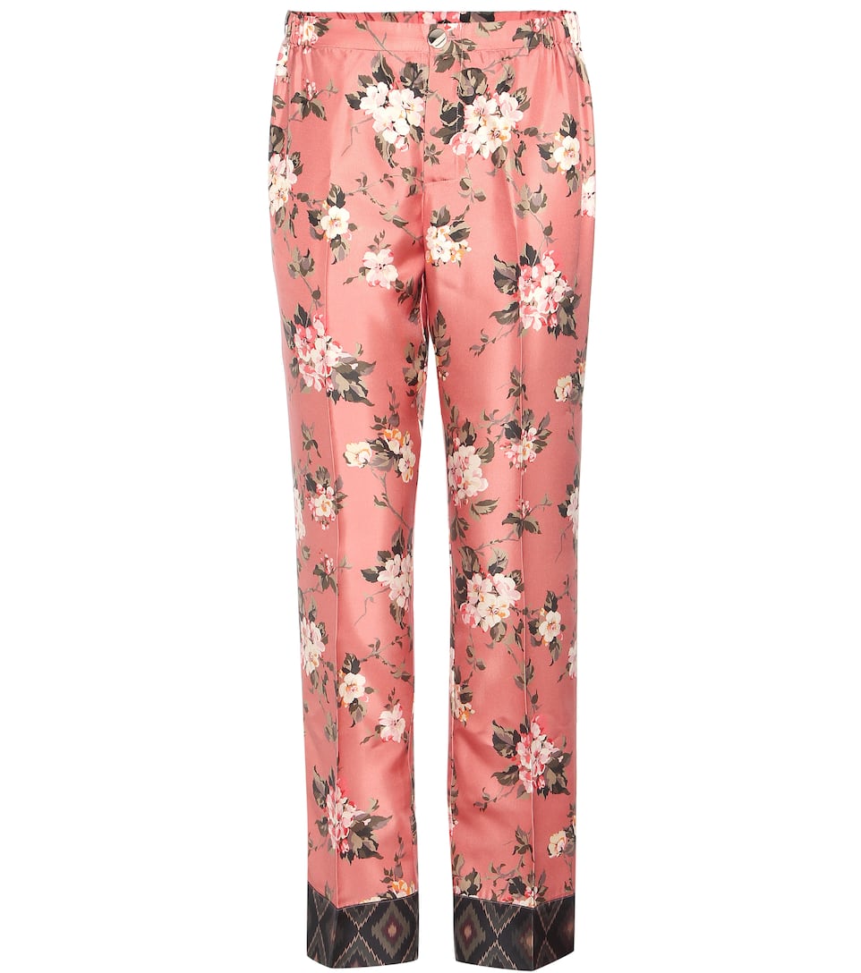 For Restless Sleepers Bedruckte Pyjamahose aus Seide