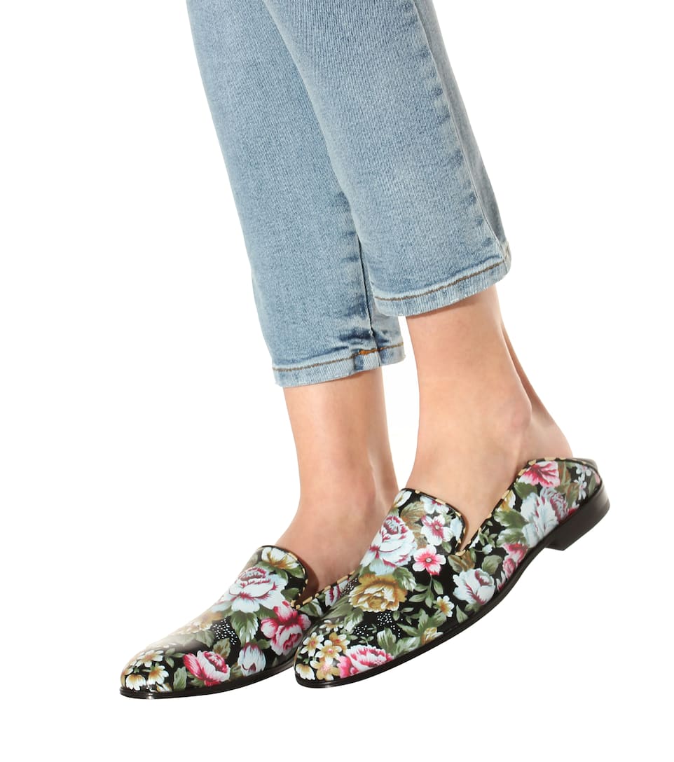 ALEXANDER MCQUEEN 20Mm Flower Print Leather Loafers, Multicolor ModeSens