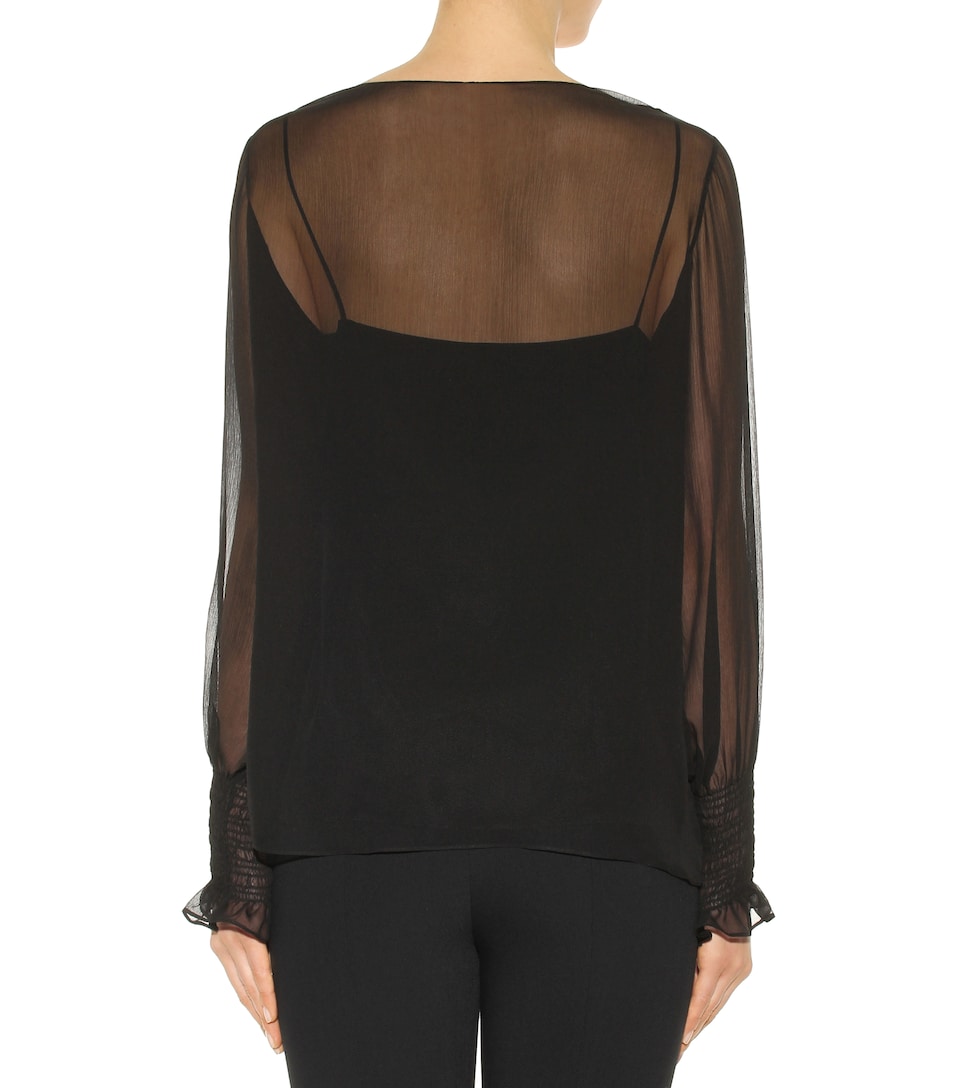 THE ROW Laver Crinkled Silk-Chiffon Blouse in Llack | ModeSens