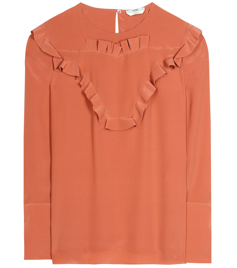 Fendi Bluse aus Seiden-Crêpe mit Volants