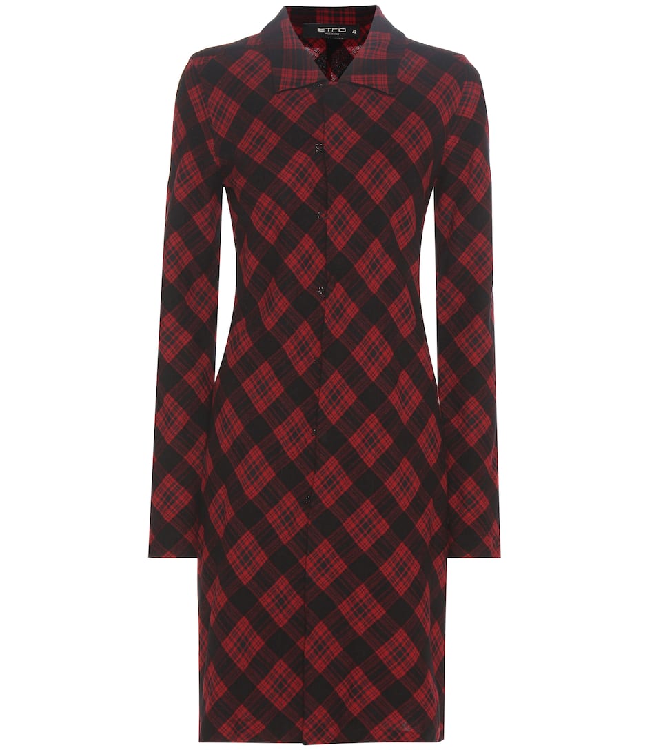 Etro Karierter Flanellmantel aus Wolle und Baumwolle