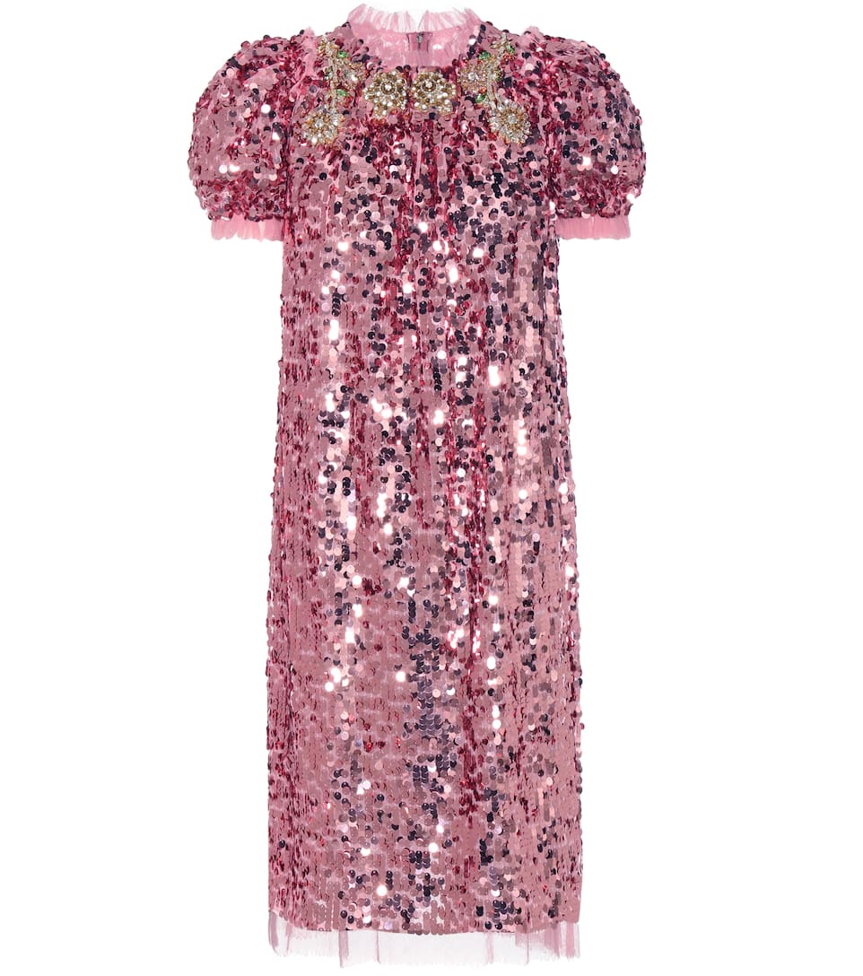 Dolce & Gabbana Besticktes Tüllkleid mit Pailletten
