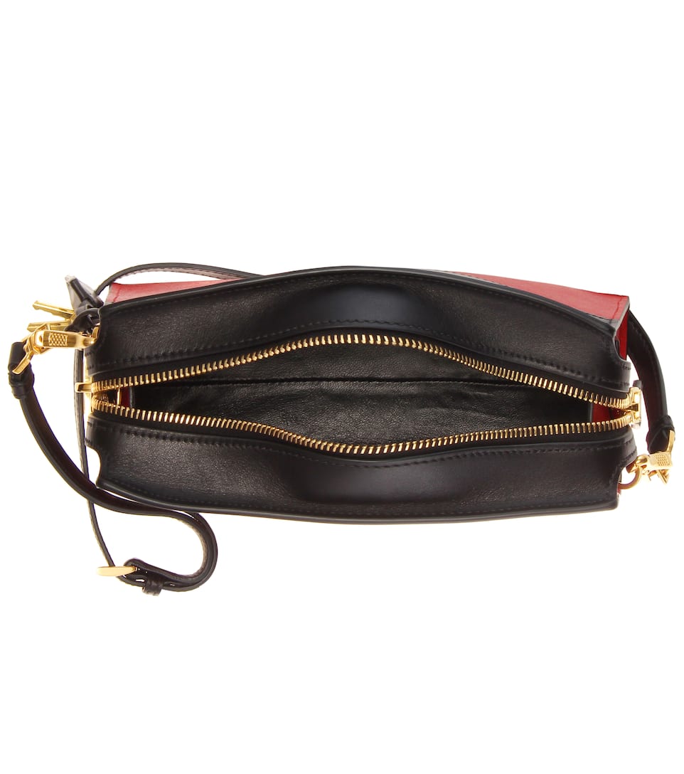 Black Leather Crossbody Camera Bag