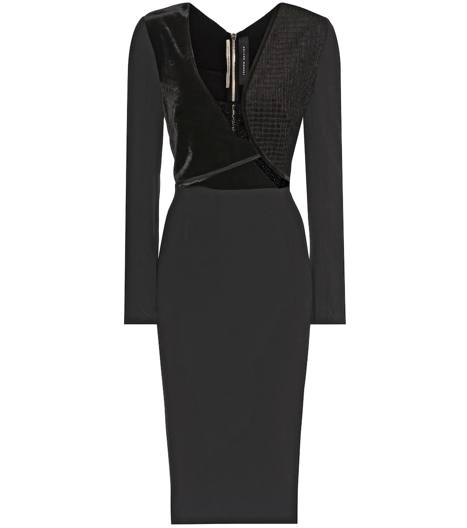 Roland Mouret Kleid Ormond aus Stretch-Crêpe mit Samt- und Spitzeneinsatz