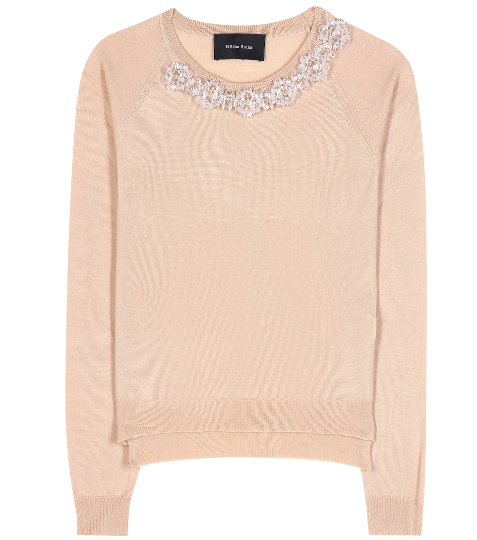 Simone Rocha Verzierter Pullover aus Merinowolle, Seide und Cashmere