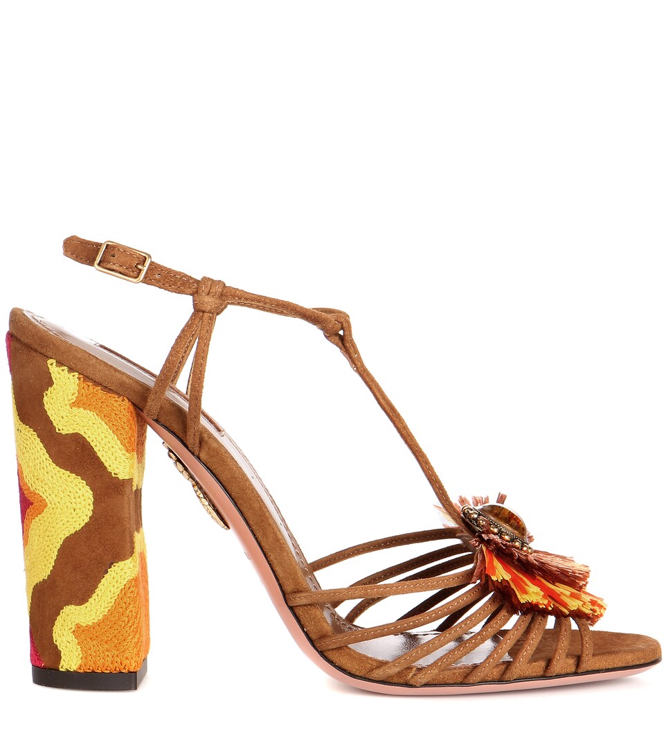 cognac block sandals