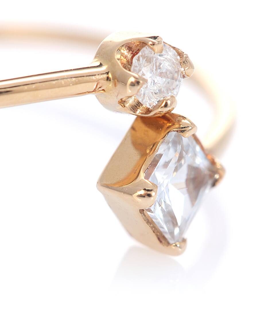 LOREN STEWART Overlap Square and Round 14kt yellow gold open band ring