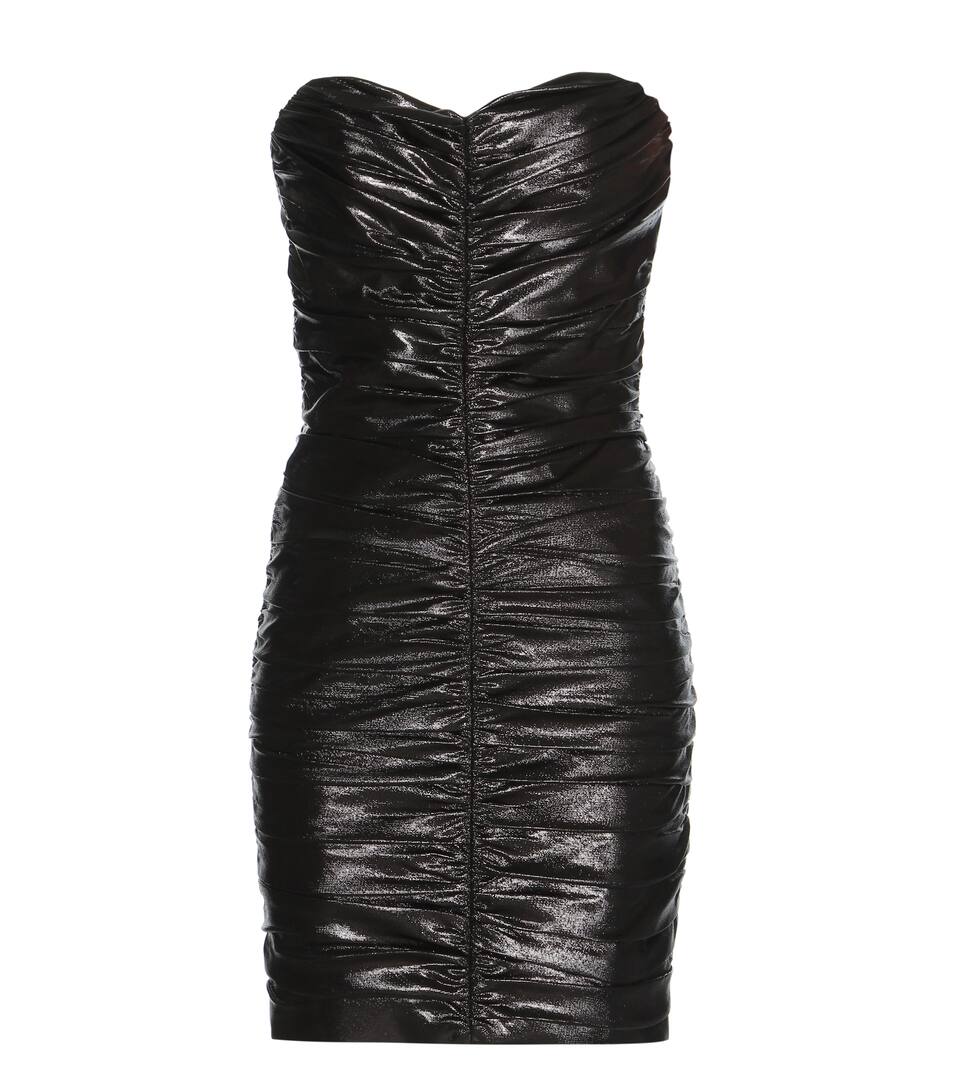 Saint Laurent Gerafftes Lamé-Kleid aus einem Baumwollgemisch