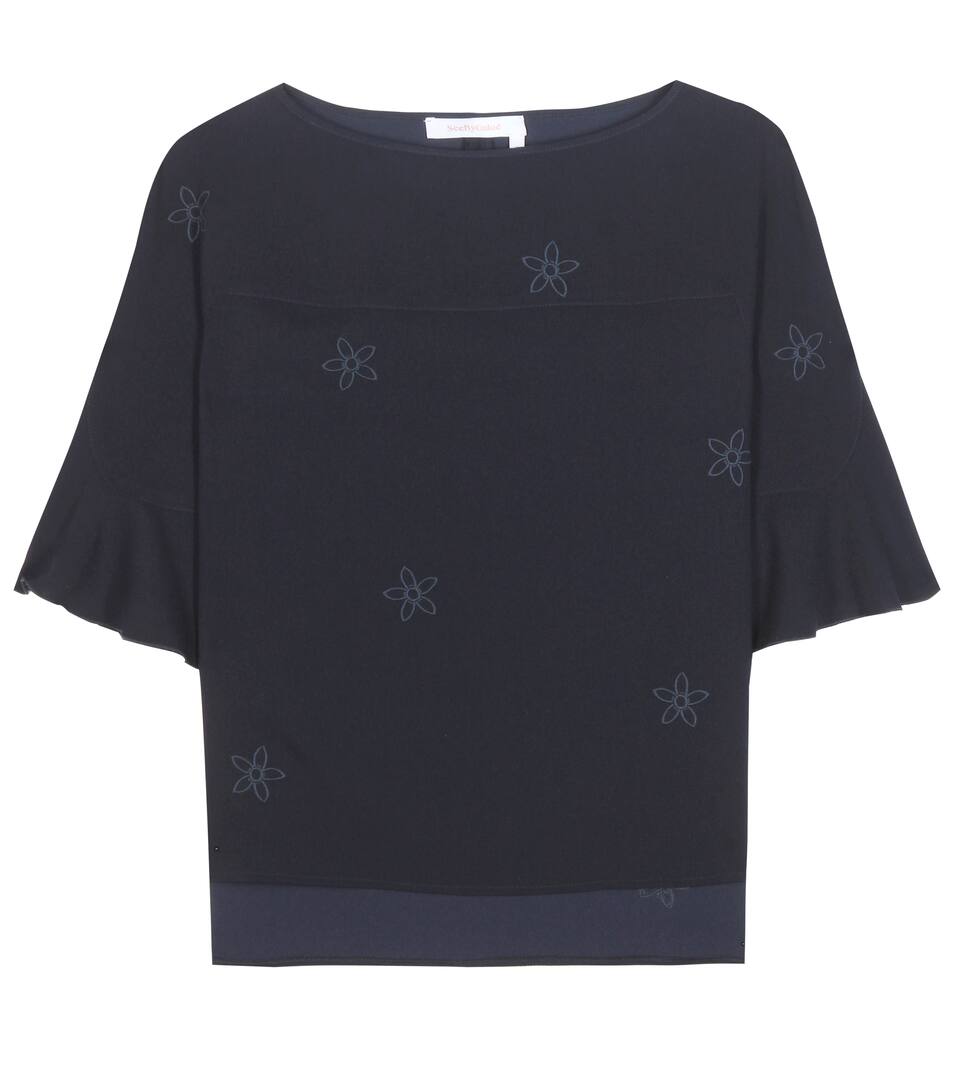 See By Chloé Top aus Crêpe mit Stickereien