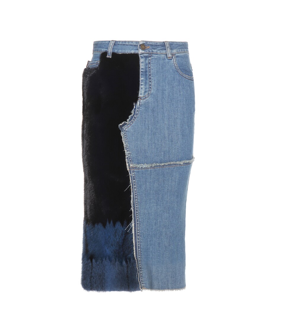 denim fur skirt