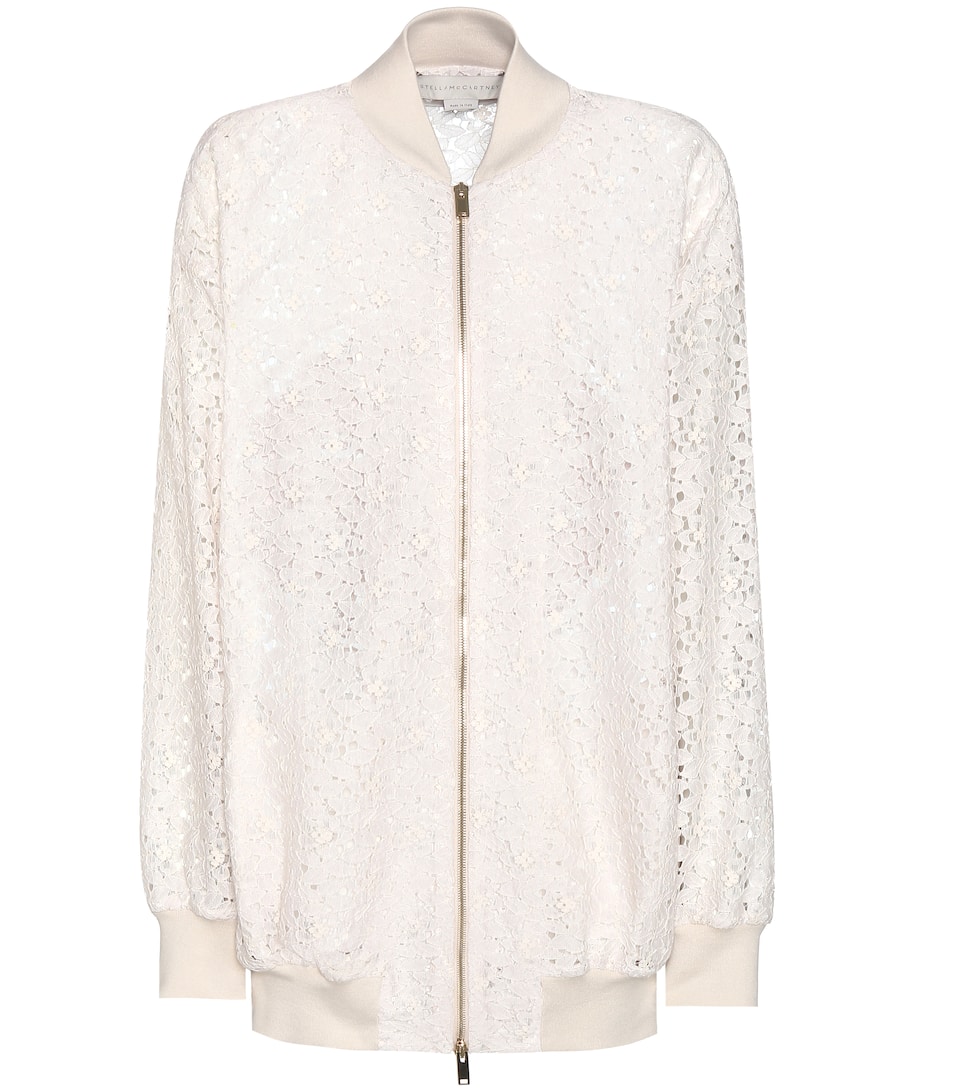 Stella McCartney Spitzen-Bomberjacke aus einem Baumwollgemisch
