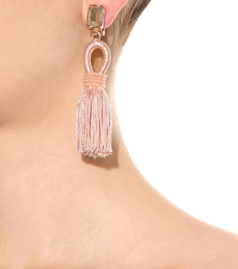 Oscar de la Renta Embellished tassel clipon earrings
