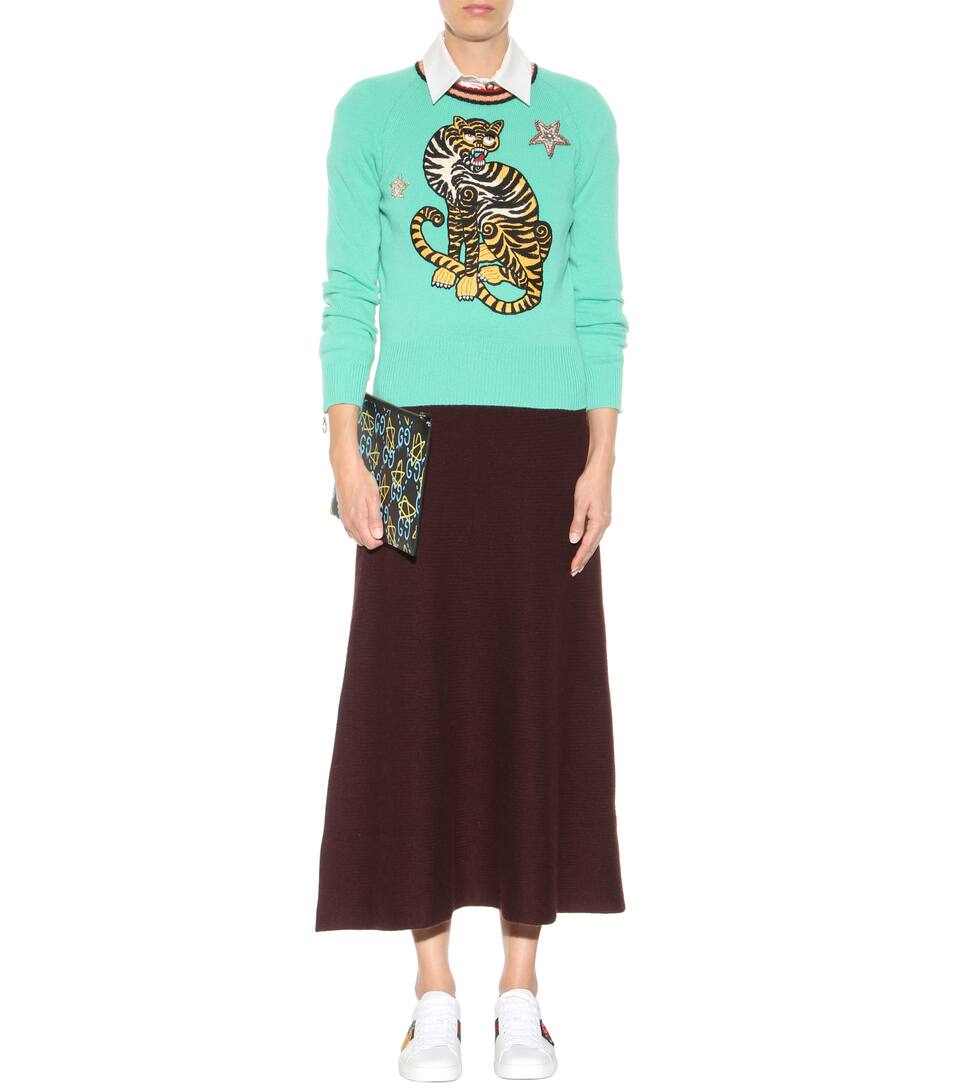 GUCCI GG WRITERS LARGE GRAFFITI POUCH BAG, BLACK/MULTI, BLACKMULTI