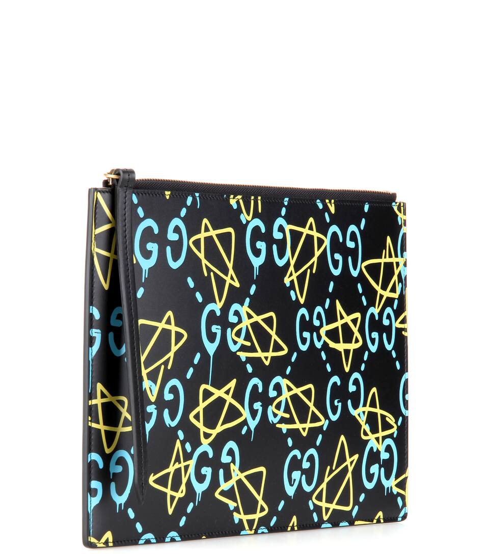 GUCCI GG WRITERS LARGE GRAFFITI POUCH BAG, BLACK/MULTI, BLACKMULTI