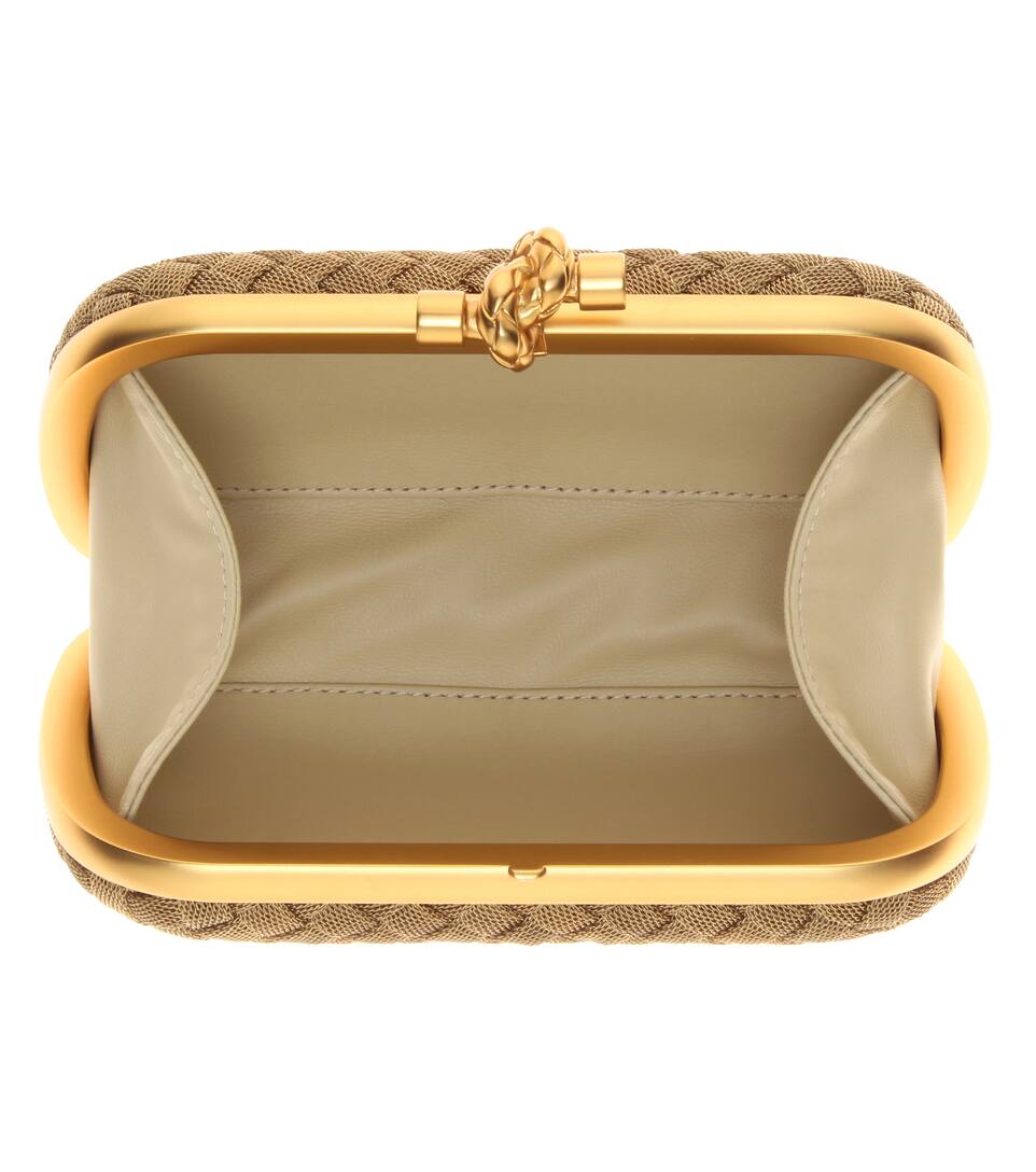BOTTEGA Metal Intrecciato Knot Frame Clutch, Golden ModeSens