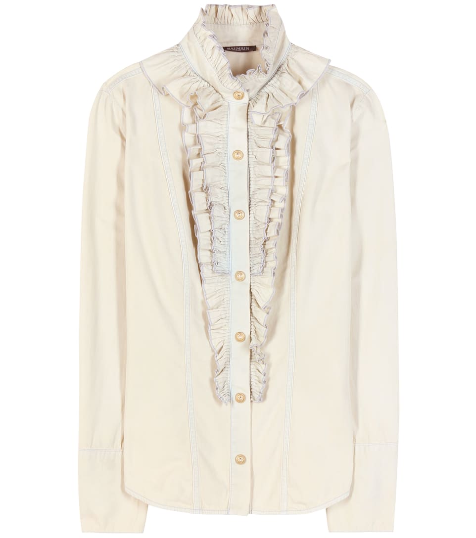 Balmain Bluse aus Baumwolle mit Rüschen