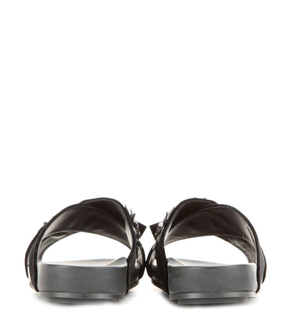 2 Stores In Stock: FENDI Embellished Velvet Sandals, Llack Llack | ModeSens